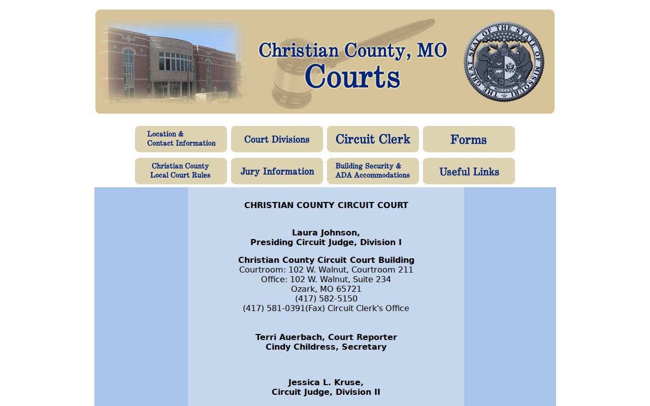 Christian County Circuit Court divisions information