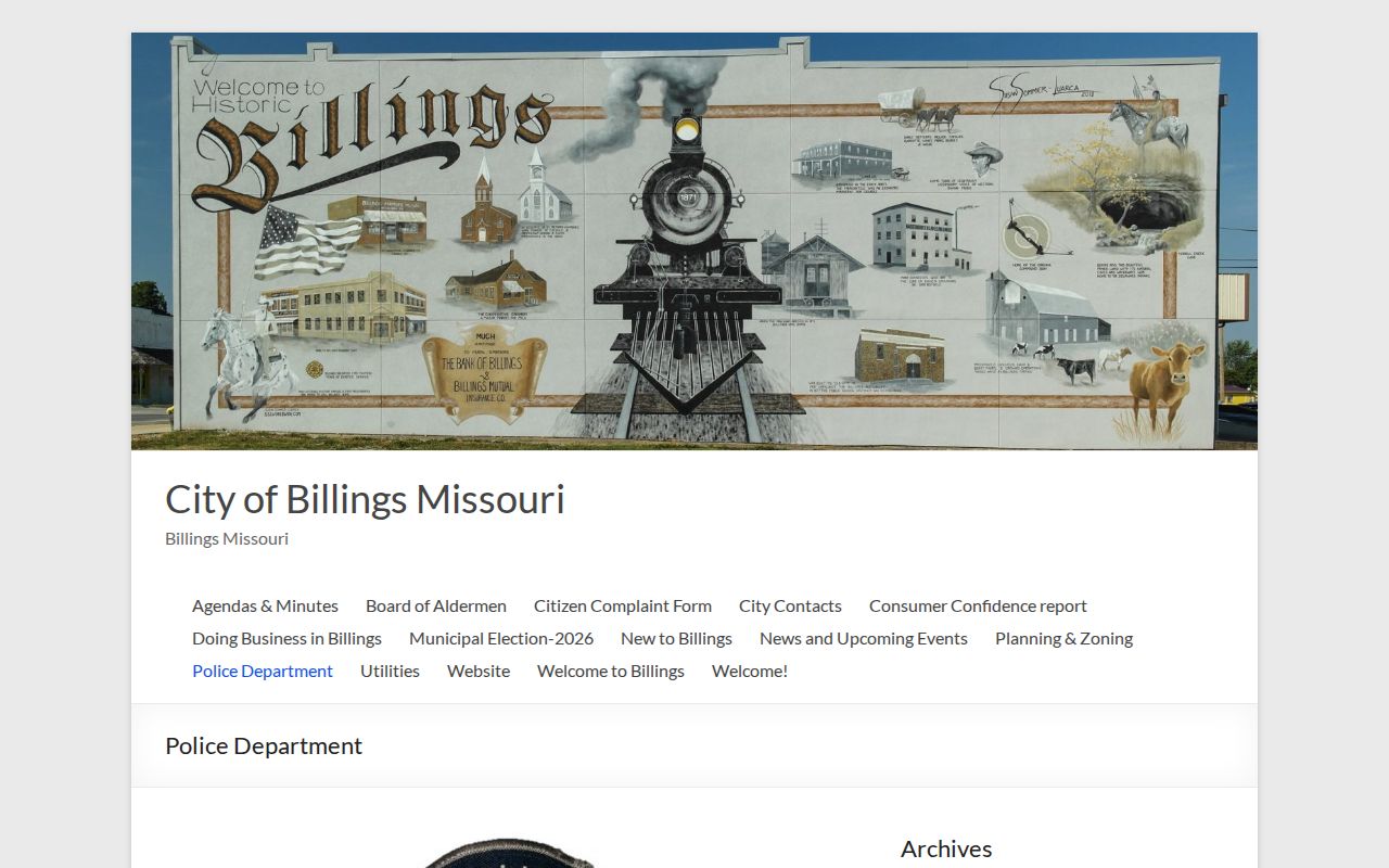 Billings Missouri Police Department contact page