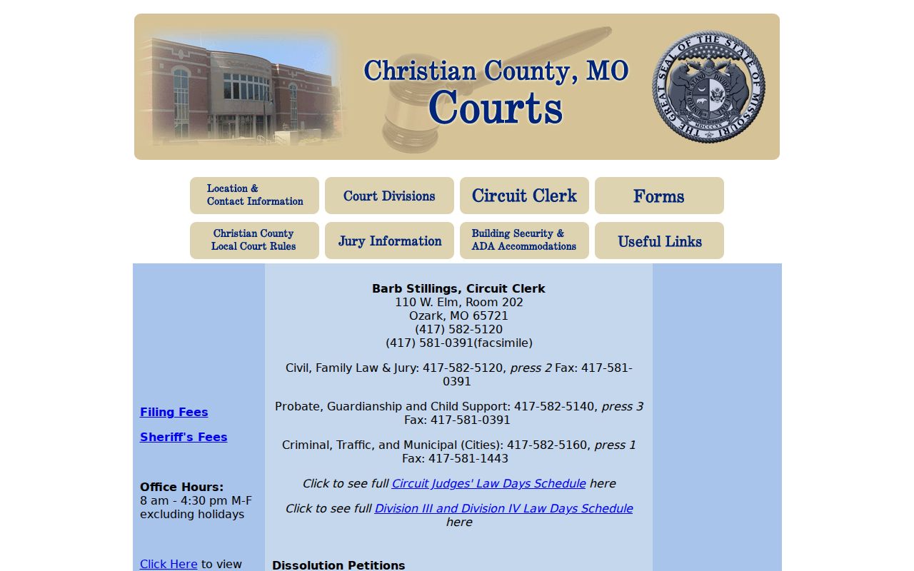 Christian County Circuit Clerk public information page