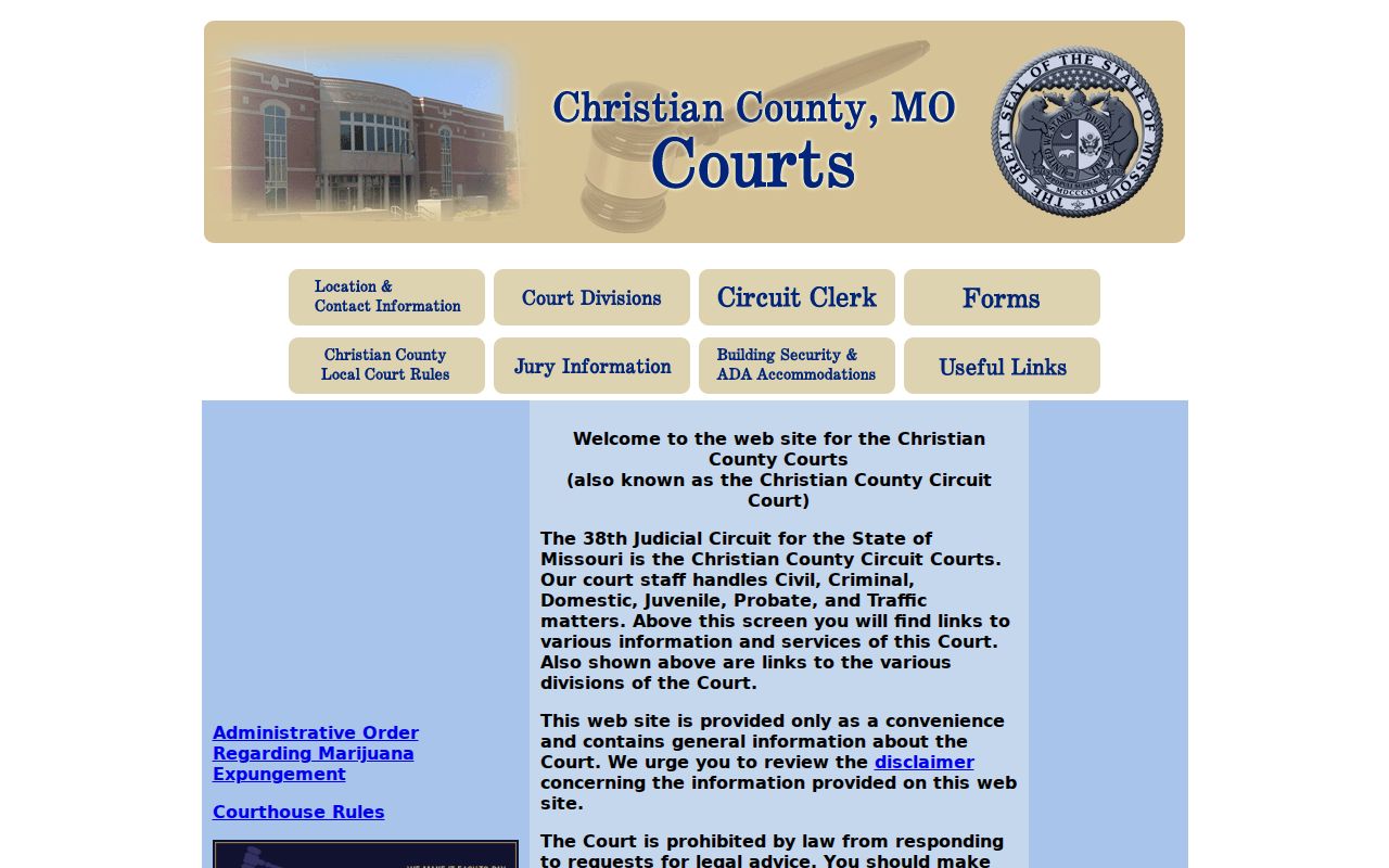 Christian County 38th Judicial Circuit public court website